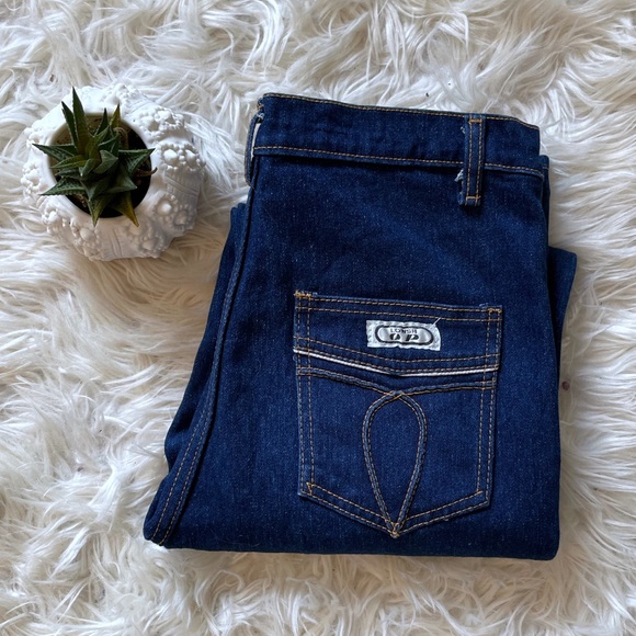 Vintage 1980s dark denim high rise straight leg pants - Picture 12 of 16